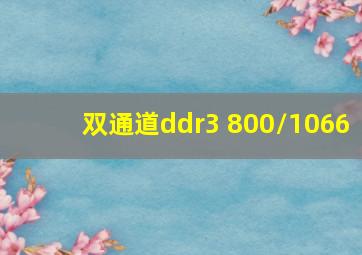 双通道ddr3 800/1066